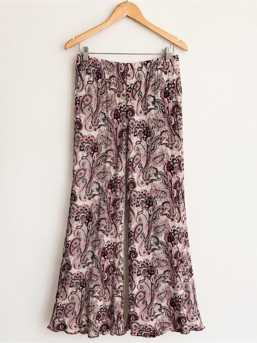 Fashion Nova Paisley Wide Leg Pants | Boho Flowy Palazzo Pants | Size L - Picture 2 of 7
